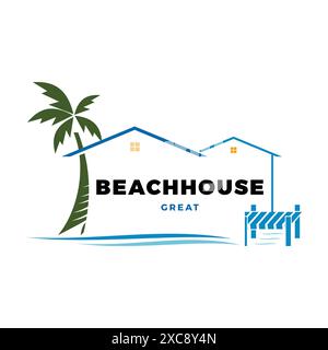 Beach House Icon Logo Design Template Stock Vector