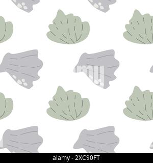 Childrens cute fashion pattern. Childish sea shell seamless background. Marine life elements pattern. Nursery design. Pastel colors. Clams background, Stock Vector