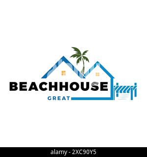 Beach House Icon Logo Design Template Stock Vector