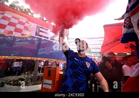 Berlin, Germany. 15th June, 2024. Ahead of the match between Croatia and Spain, a fan frenzy began near the Fan Zone around the city, in Berlin, Germany, on June 15, 2024. Photo: Marko Lukunic/PIXSELL Credit: Pixsell/Alamy Live News Stock Photo