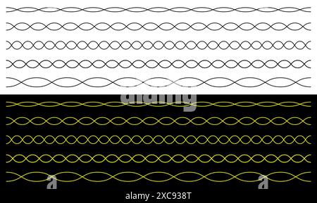 Wavy horizontal line divider border frame zig zag geometric shape. Stock Vector