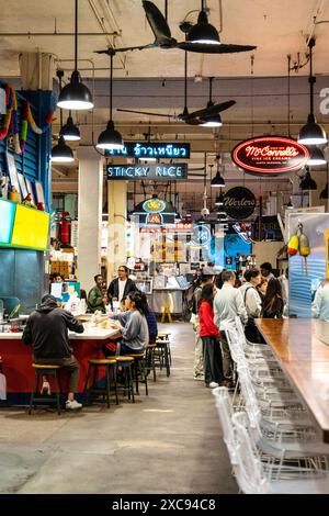 Sticky Rice stall at busy Grand Central Market food court, Downtown Los