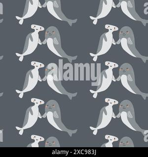 Childrens sea animals pattern, childish ocean marine life seamless background. Nursery baby animals print. Underwater inhabitants collection backgroun Stock Vector