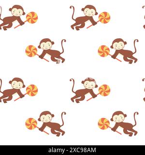 Childrens animals pattern, cute african jungle and tropical animal background for textile, poster, cover, wrapping paper. Celebration animals pattern Stock Vector