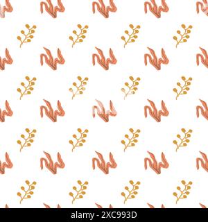 Childrens cute fashion pattern. Childish nursery seaweed seamless background. Marine life elements pattern. Nursery design. Pastel colors. Ocean plant Stock Vector