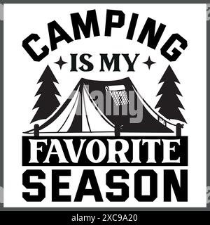 Camping Typography T-Shirt Design Outdoor Adventure Inspirational Concept Stock Vector