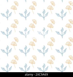 Childrens cute fashion pattern. Childish nursery seaweed seamless background. Marine life elements pattern. Nursery design. Pastel colors. Ocean plant Stock Vector