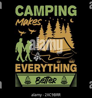 Camping T-Shirt Design Outdoor Adventure Inspirational Concept Stock Vector