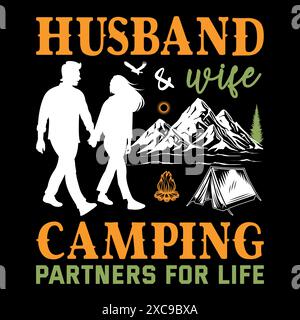 Camping T-Shirt Design Outdoor Adventure Inspirational Concept Stock Vector