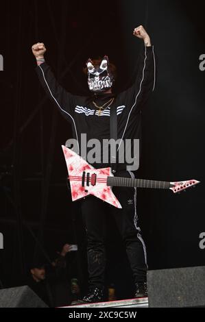 Donington, United Kingdom. 15th June 2024. Slaughter to Prevail perform on the Opus Stage, during Download Festival 2024. Cristina Massei/Alamy live news Stock Photo