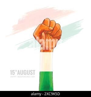Happy independence day tricolor holding hand watercolor design Stock ...