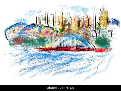 newcastle abstract illustration. multicolor vector illustration Stock Vector