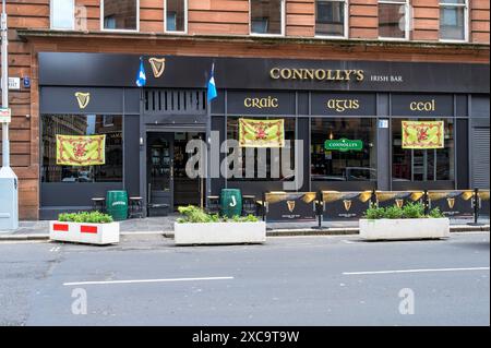 Connolly's Irish Bar decorated for the Euros 2024 Football Tournament,  Bell Street, Glasgow, Scotland, UK, Europe Stock Photo