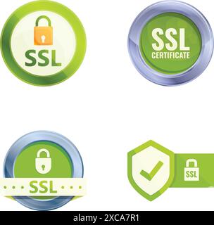 Ssl concept icons set cartoon vector. Secure sockets layer certificate. Secure online payment Stock Vector