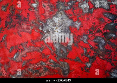 The rustic top of a metal table belonging to a restaurant in Waterloo, London. Stock Photo