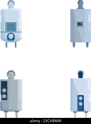 Heating system icons set, cartoon style Stock Vector Image & Art - Alamy