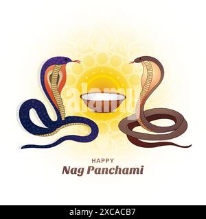 Happy nag panchami indian festival card illustration background Stock Vector