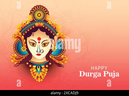 Beautiful decorative happy durga puja indian festival card background Stock Vector