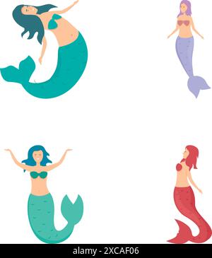 Mythical creatures characters colorful set with mermaid pegasus centaur ...
