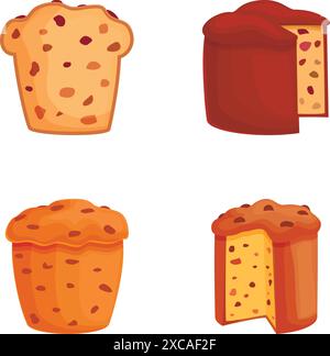 Illustration set featuring four different cartoon bread loaves with a fun and playful vibe Stock Vector