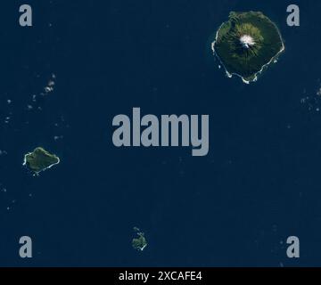 Aerial of Tristan da Cunha islands in the southern Atlantic ocean. Stock Photo