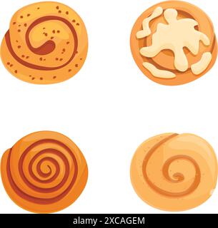 Assorted cookie illustration set with a variety of delicious baked goods, sweet treats, and confectionery imagery in flat, graphic design style Stock Vector