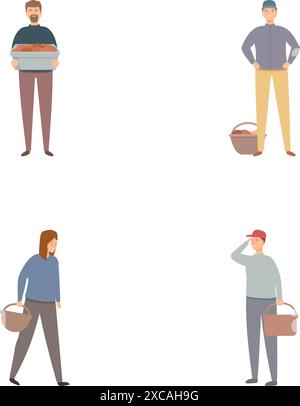 Collection of four male characters in different professional attires showing various occupations Stock Vector