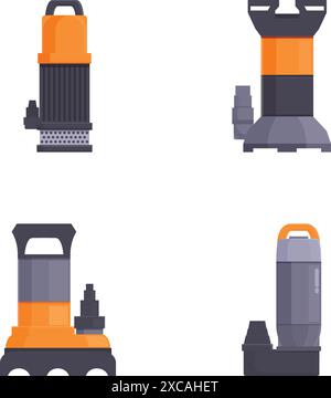 Vector collection of various portable gas stoves for outdoor cooking and camping, in flat design Stock Vector