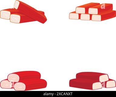 Four variations of stylized cartoon logs with red and beige coloring isolated on a white background Stock Vector