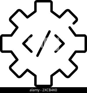 Cogwheel and html symbol. Web design and website management. Technical structure and functionality. Pixel perfect, editable stroke vector icon Stock Vector