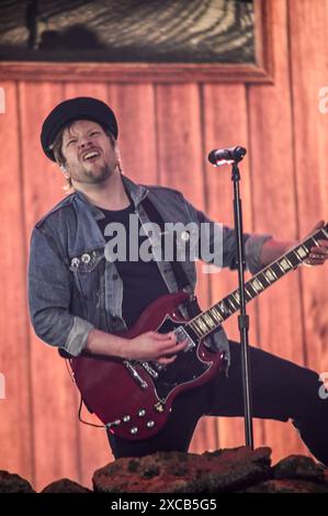 Donington, United Kingdom. 15th June 2024. Fall Out Boy headline Main Stage Saturday at Download Festival. Credit: Cristina Massei/Alamy live news Stock Photo