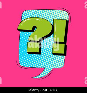 Question mark retro comic speech bubble in trendy pop art style. Bright cartoon message Stock Vector