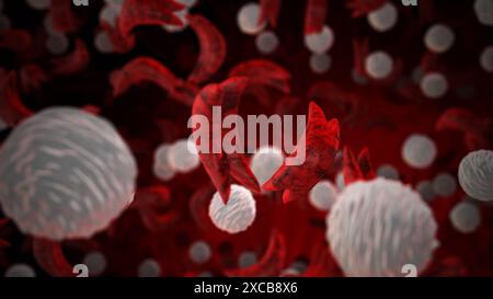 Sickle cells with white cells medical concept Stock Photo