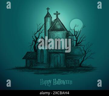 Halloween haunted house background Stock Vector