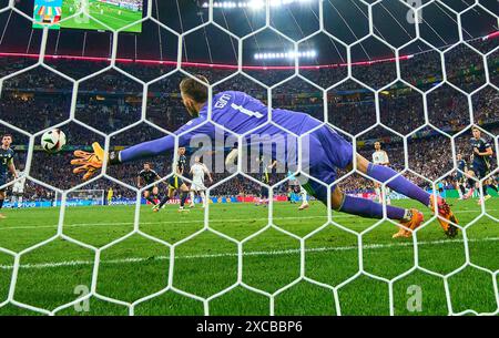 Emre Can, DFB 25    scores, shoots goal , Tor, Treffer, Torschuss, 5-1 in the group stage match GERMANY  - SCOTLAND 5-1 of the UEFA European Championships 2024  on Jun 14, 2024  in Munich, Germany.  Photographer: Peter Schatz Stock Photo