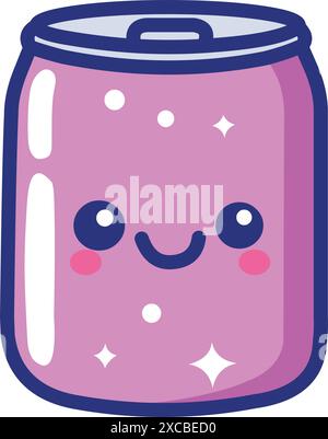 Cute soda can soft drink character in a kawaii style Stock Vector