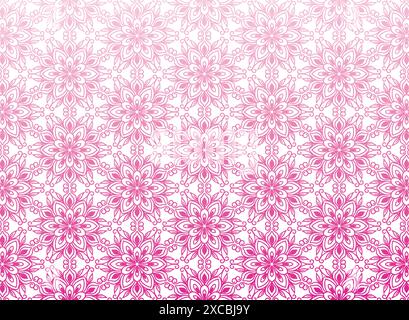 Ethnic decorative pink floral mandala pattern on white background Stock Vector