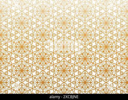 Ethnic golden floral mandala pattern on white background Stock Vector