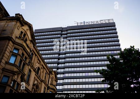 Leeds England: 2nd Jun 2024: Leeds Pinnacle (West Riding House) tower block close up view Stock Photo