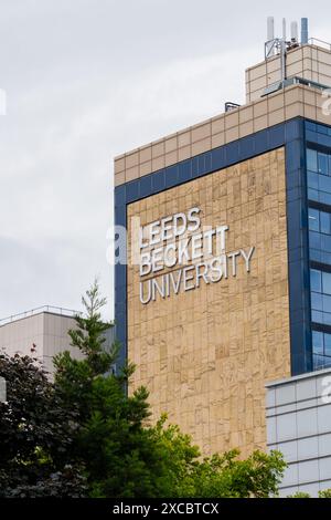 Leeds England: 3rd June 2024: Leeds Beckett University exterior Campus. Exterior signage closeup photo Stock Photo