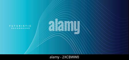 Abstract Peacock Blue, Ocean Blue Technological Modern Flowing Wave Line Background. Teal Blue and Black Digital Future Technology Banner Background Stock Vector