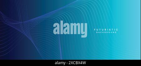 Abstract Peacock Blue, Ocean Blue Technological Modern Flowing Wave Line Background. Teal Blue and Black Digital Future Technology Banner Background Stock Vector