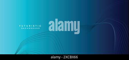 Abstract Peacock Blue, Ocean Blue Technological Modern Flowing Wave Line Background. Teal Blue and Black Digital Future Technology Banner Background Stock Vector