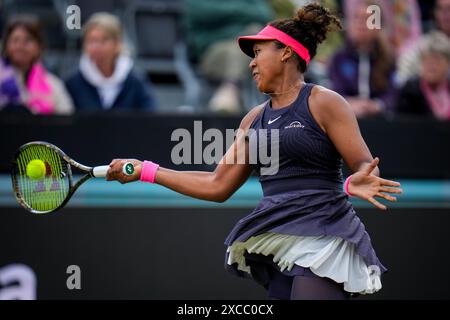 'S-HERTOGENBOSCH, NETHERLANDS - JUNE 14: Naomi Osaka of the United States of America plays a forehand in her women's singles quarter final match against Bianca Andreescu of Canada on Day 5 of the Libema Open Grass Court Championships at the Autotron on June 14, 2024 in 's-Hertogenbosch, Netherlands (Photo by Rene Nijhuis/BSR Agency) Credit: BSR Agency/Alamy Live News Stock Photo