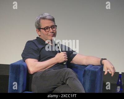 BMCC Theater, 199 Chambers St, Manhattan, NY, USA. , . June 15, 2024. Tony Award-winning A-List actor Matthew Broderick joins producer/director Judd Apatow in a ‘Storytellers' Conversation at the 2024 Tribeca Festival in New York. Credit: Credit: Julia Mineeva/EGBN TV News/Alamy Live News Stock Photo