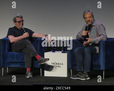 BMCC Theater, 199 Chambers St, Manhattan, NY, USA. , . June 15, 2024. Tony Award-winning A-List actor Matthew Broderick joins producer/director Judd Apatow in a ‘Storytellers' Conversation at the 2024 Tribeca Festival in New York. Credit: Credit: Julia Mineeva/EGBN TV News/Alamy Live News Stock Photo