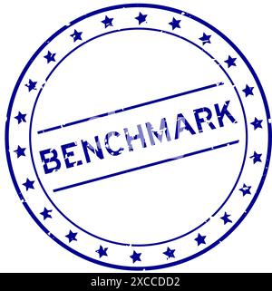 Grunge blue benchmark word round rubber seal stamp on white background Stock Vector