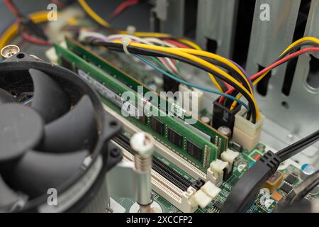 Close-Up of RAM Installed on a Desktop Motherboard Stock Photo