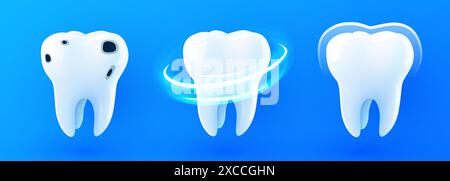 Healthy and shiny tooth and a caries icon set Stock Vector Image & Art ...