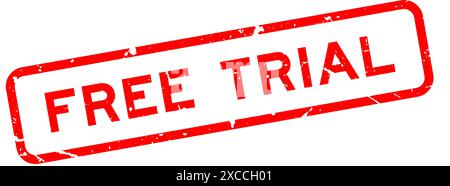 Grunge red free trial word square rubber seal stamp on white background Stock Vector